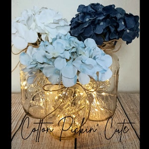 Mason Jar Wedding Table Decor Centerpiece Rustic Lighted Boho Country Bridal Shower Baby Wedding Centerpiece Farmhouse Living room decor