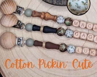 Duck Call Mallard Pacifier Clips Personalized Unique Baby Boy Girl Camo Hunting Custom Gifts for Baby Shower