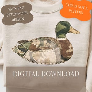 Stockenten-Patchwork-PNG-Datei, Jagd-Applikationsdesign im Südstaaten-Vintage-Stil