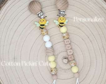 Personalized Pacifier Clip Baby Shower Gift Custom Newborn Soother last minute Gender Neutral Baby Gift Custom Boho Binky Clip