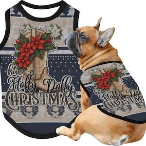 Have a Holly Dolly Christmas-Blue & Tan All Over Print Pet Tank Top