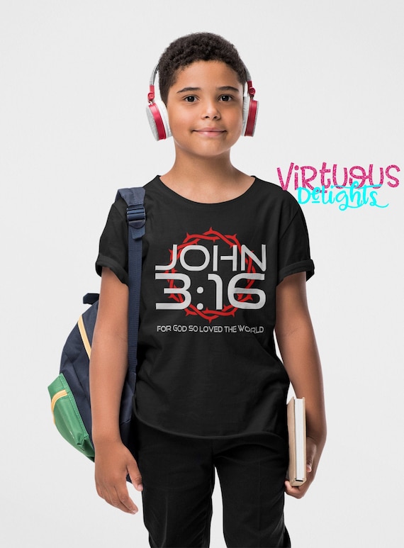 John 3:16 T-shirt for Boys, for God so Loved the World T-shirt for