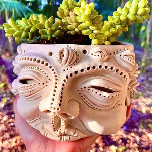 CUSTOM Handmade Ceramic Potheads, Indoor pot, Outdoor pot, Planter, Garden accessory, vase, plant, custom, pot head, face pot, home decor