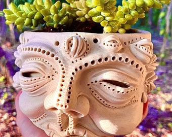 CUSTOM Handmade Ceramic Potheads, Indoor pot, Outdoor pot, Planter, Garden accessory, vase, plant, custom, pot head, face pot, home decor