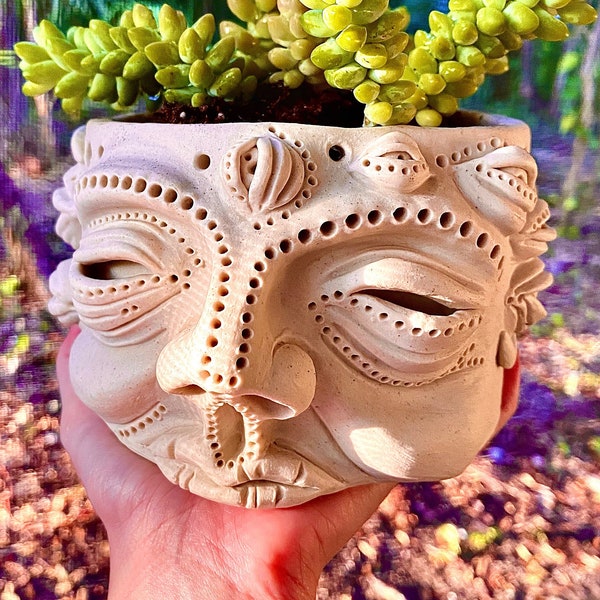 CUSTOM Handmade Ceramic Potheads, Indoor pot, Outdoor pot, Planter, Garden accessory, vase, plant, custom, pot head, face pot, home decor