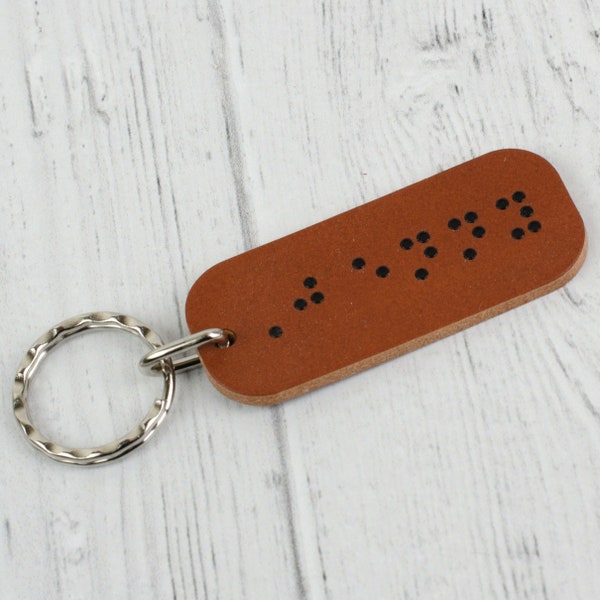 Braille Personalised Leather Keychain