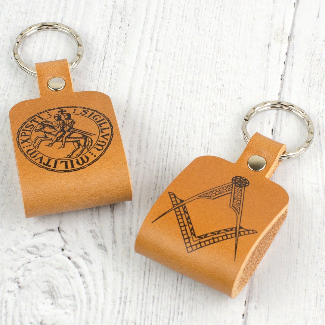 Masonic Symbol Personalised Leather Keyring Etsy