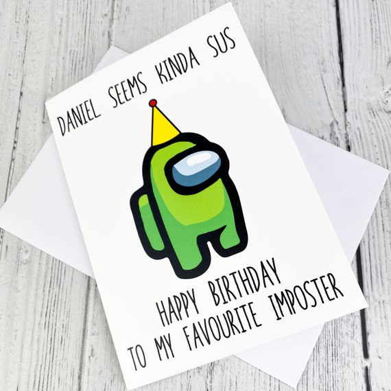 Among Us Kinda Sus Personalised Birthday Card Etsy