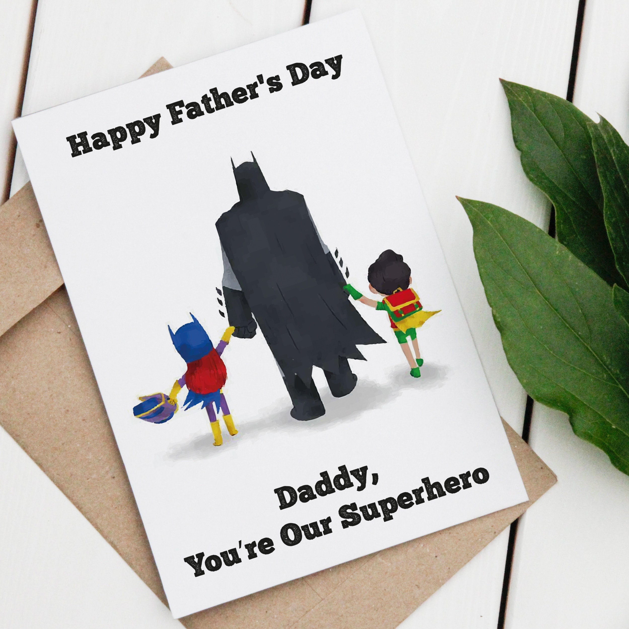 Batman Fathers Day Personalised Superhero Card For Dad Etsy