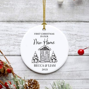 Personalised New Home Ceramic Christmas Tree Decoration | Housewarming Gift | First Christmas Couple Bauble Hanging Ornament