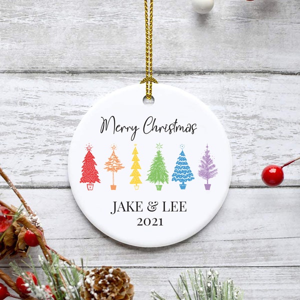 Rainbow Christmas Tree Decoration | Personalised Pride Xmas Bauble