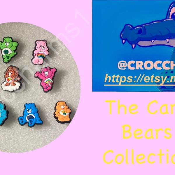 CareBears Retro 80’s & 90’s Croc Charms | 10 Decorative Shoe Charm for Crocs | Fashionable Croc Charm | Retro CrocCharms | Jibbitz Charm
