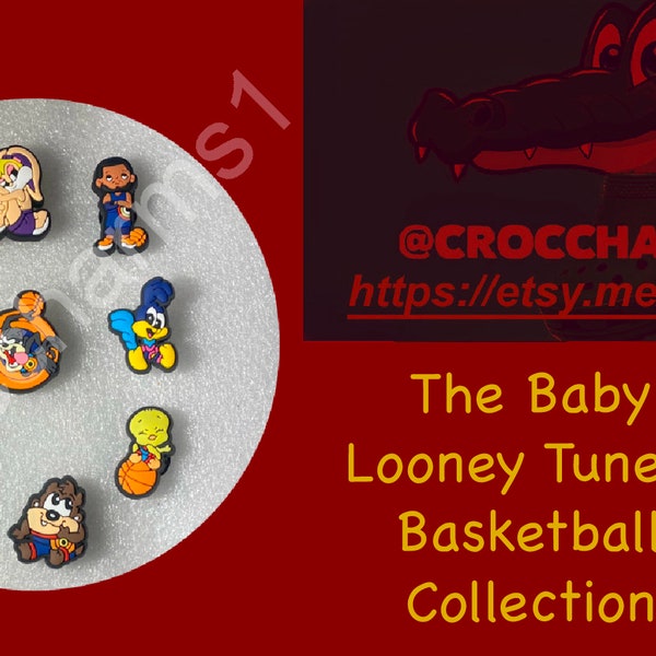 Baby LooneyTunes Basketball Croc Charms | 9 Decorative Shoe Charm for Crocs | Fashionable Croc Charm | Retro CrocCharms | Jibbitz Charm