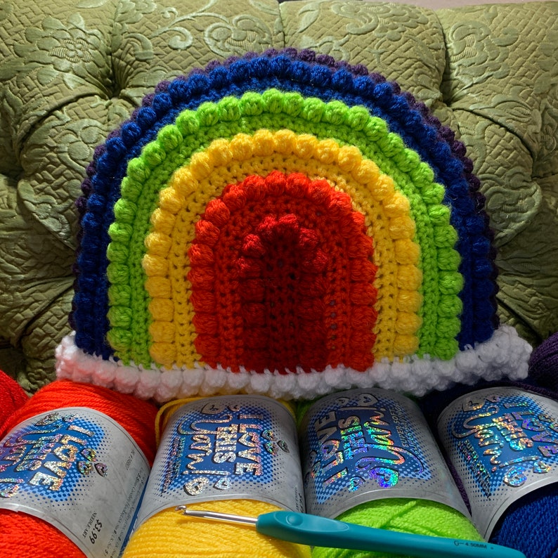 Rainbow Pillow Rainbow Cuddler Rainbow Nursery Crochet Etsy
