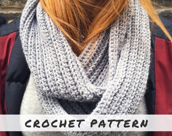 Eastside Scarf Pattern | Ribbed Knit Infinity Scarf | CROCHET PATTERN