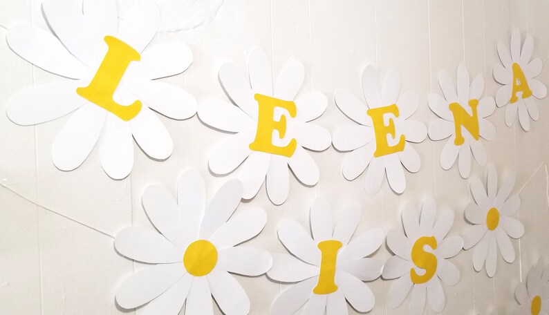 Daisies Baby Shower Banner Daisies Birthday Banner Personalized Daisy Birthday Banner Daisy Summer Party Bridal Shower Decor