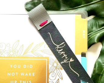 Customized Bookmark, Teacher Gift, Custom Vegan Leather Bookmark , Original Bookmark