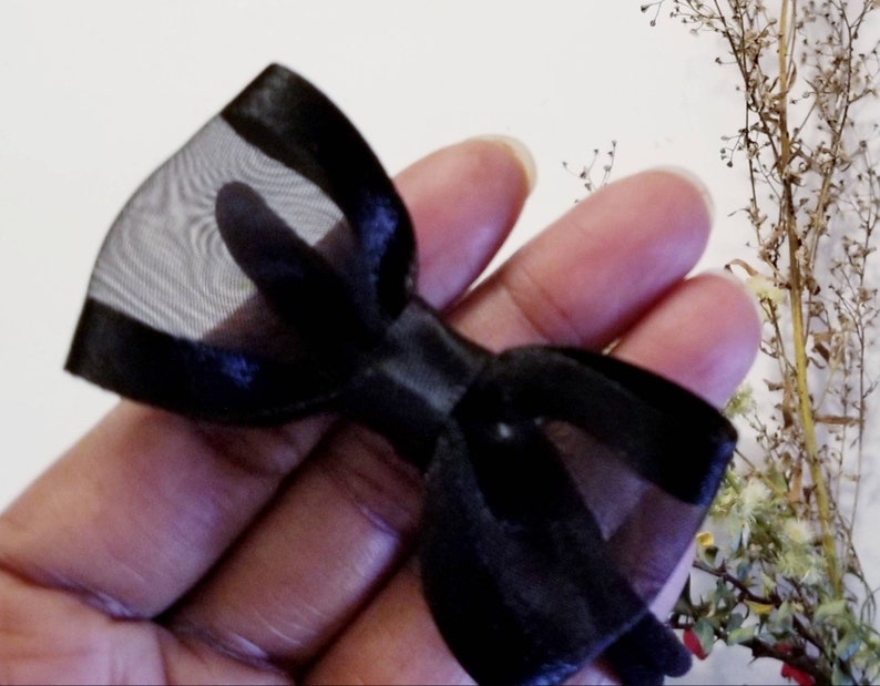 Black sheer bow Organza satin hair accessory Girl hair accessory Stocking stuffers Baby headband Sheer baby girl headband