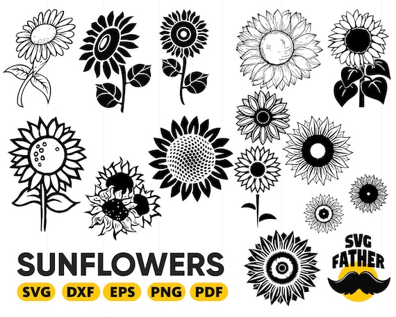 Free Free 55 Silhouette Sunflower Svg Black And White SVG PNG EPS DXF File