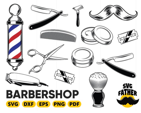 Barbershop Svg Hair Salon Accessories Barber Scissors Etsy
