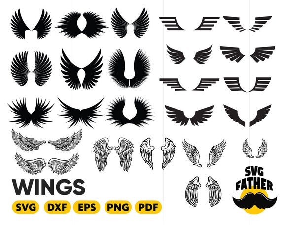 Download ANGEL WINGS SVG wings clipart wings silhouette angel wings | Etsy