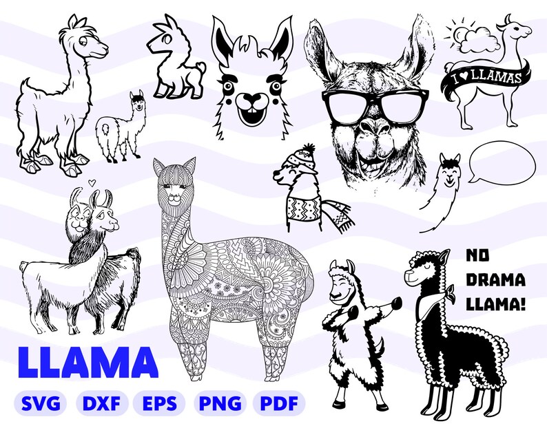 Download LLAMA SVG bundle llama silhouette llama printable llama ...