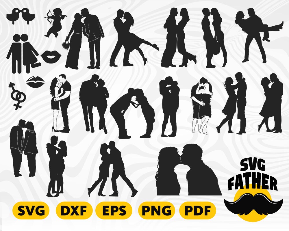 Download KISSING SVG Couple silhouette wedding silhouette kissing ...
