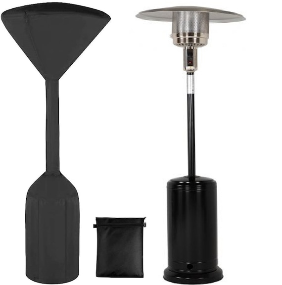 Stand-up Patio Heater Cover, Up-grated Oxford Fabric 600D Waterproof with Zipper for Outdoor Heaters, Anti-UV Black