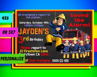Fireman Sam Invite Etsy
