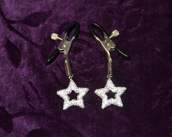 Adjustable Nipple Clamps with Sparkly Star Pendants