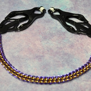 Clover Nipple Clamps With Chainmail Full Persian Chain--Custom Colors Available
