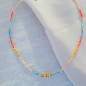 Colorful beaded necklace, seed bead necklace, summer jewelry, summer colorful necklace