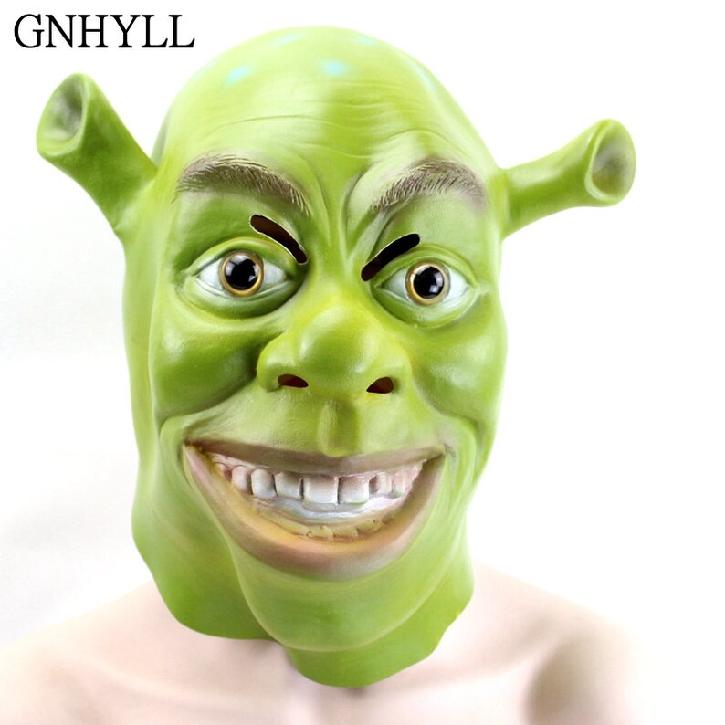 Green Shrek Latex Masks Movie Cosplay Prop Adult Animal Party Mask for Halloween Party Costume Fancy Dress Ball