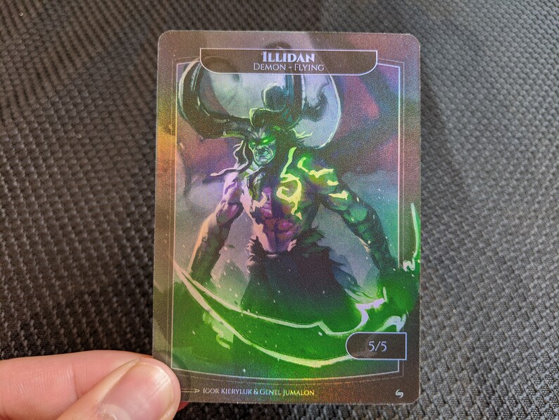 Mtg Foil Token Series Illidan Etsy Mtg Foil Token Series Illidan Etsy
