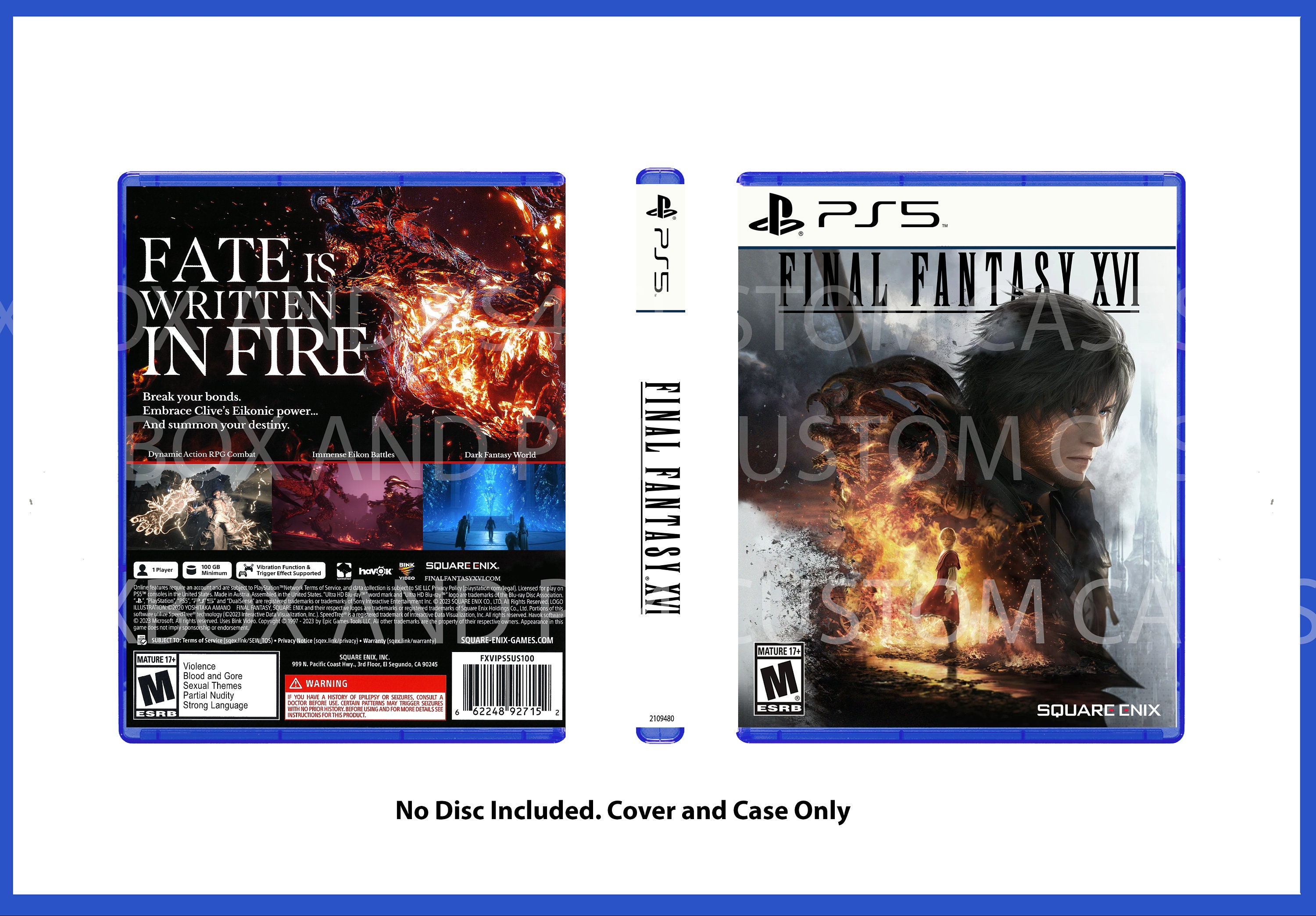 CUSTOM REPLACEMENT CASE NO DISC Final Fantasy 7 Remake PS4 SEE DESCRIPTION