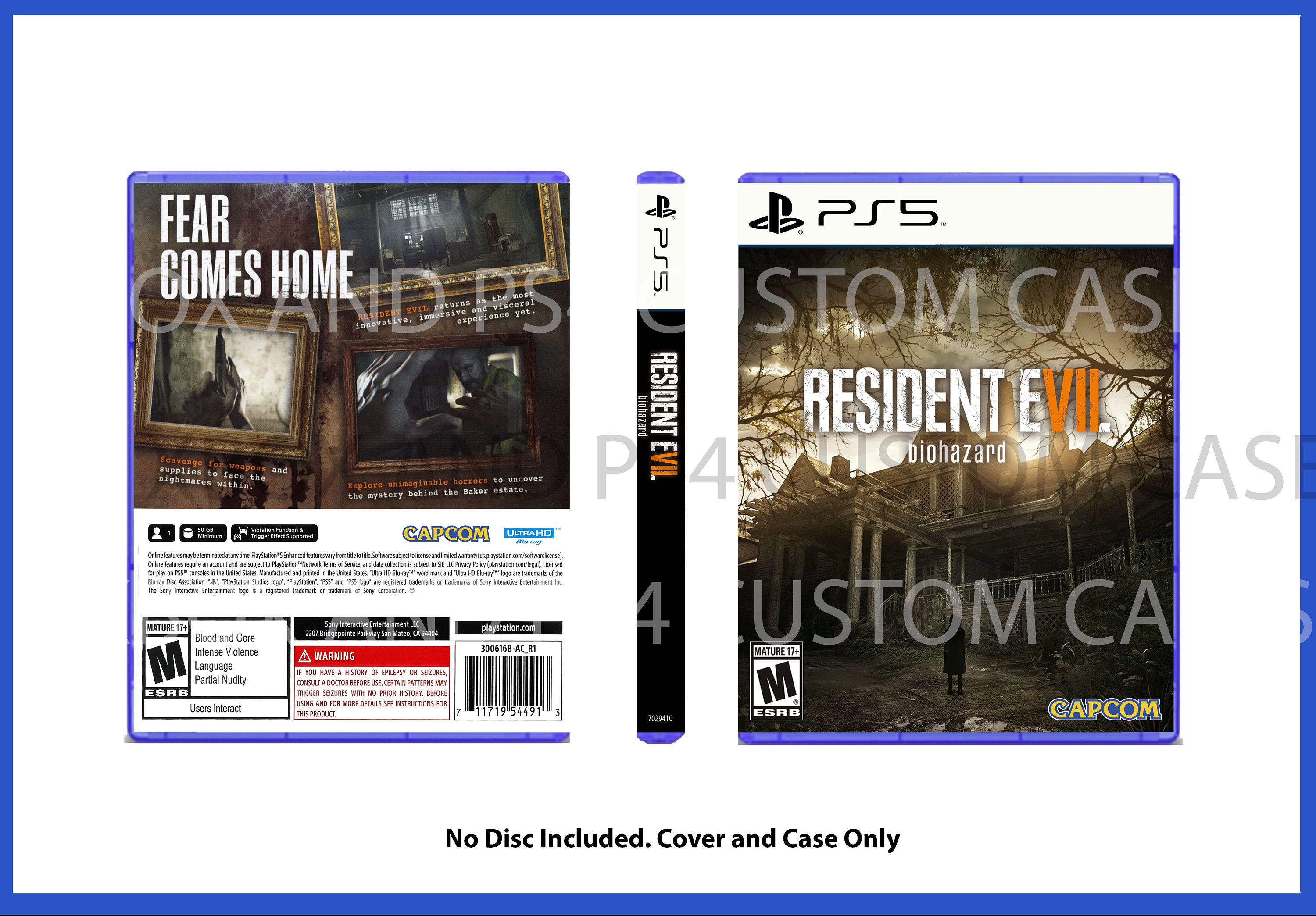 Custom Replacement Case Resident Evil 4 Remake NO DISC PS5 