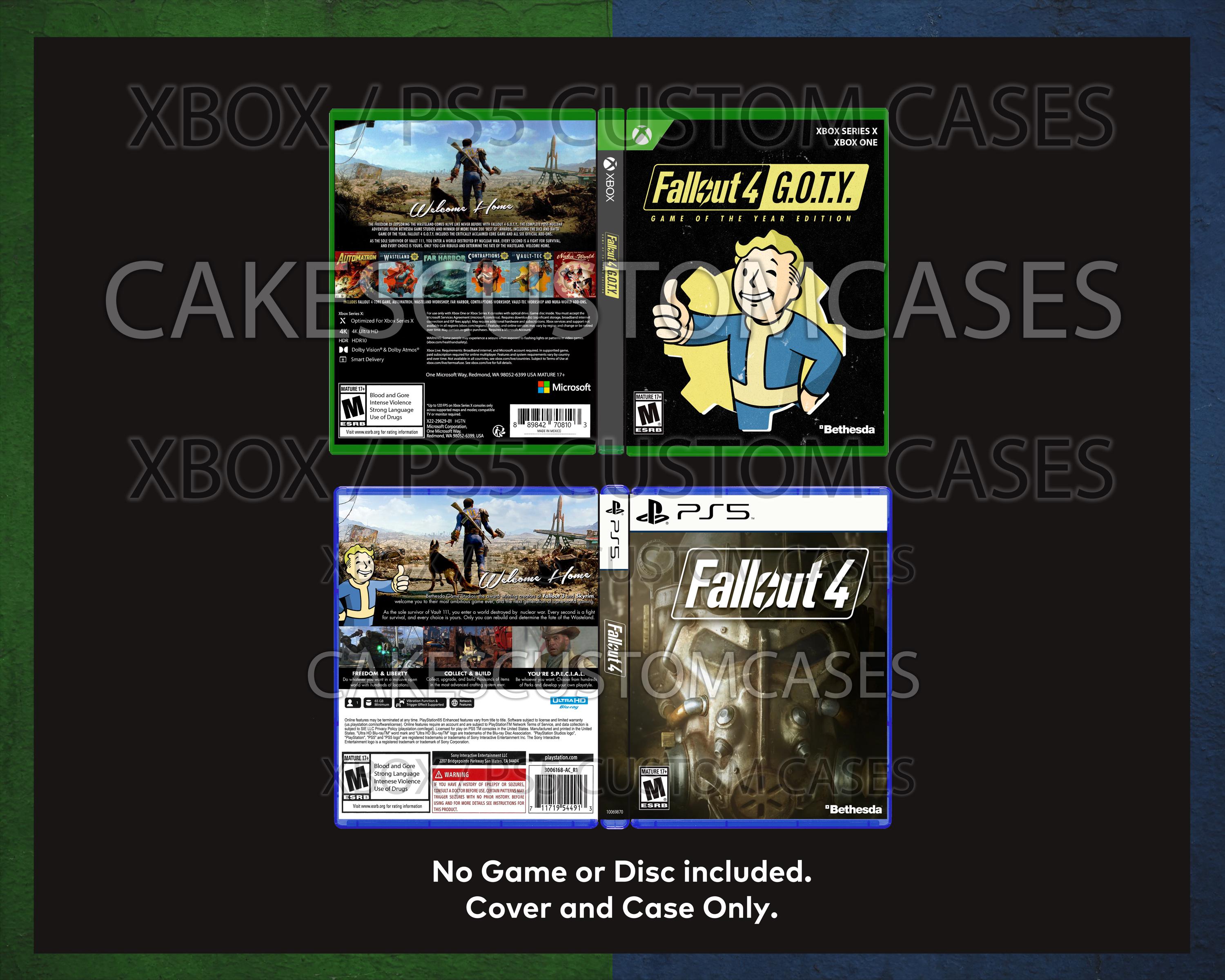 Custom Replacement Case Fallout 4 Game of the Year NO DISC PS5