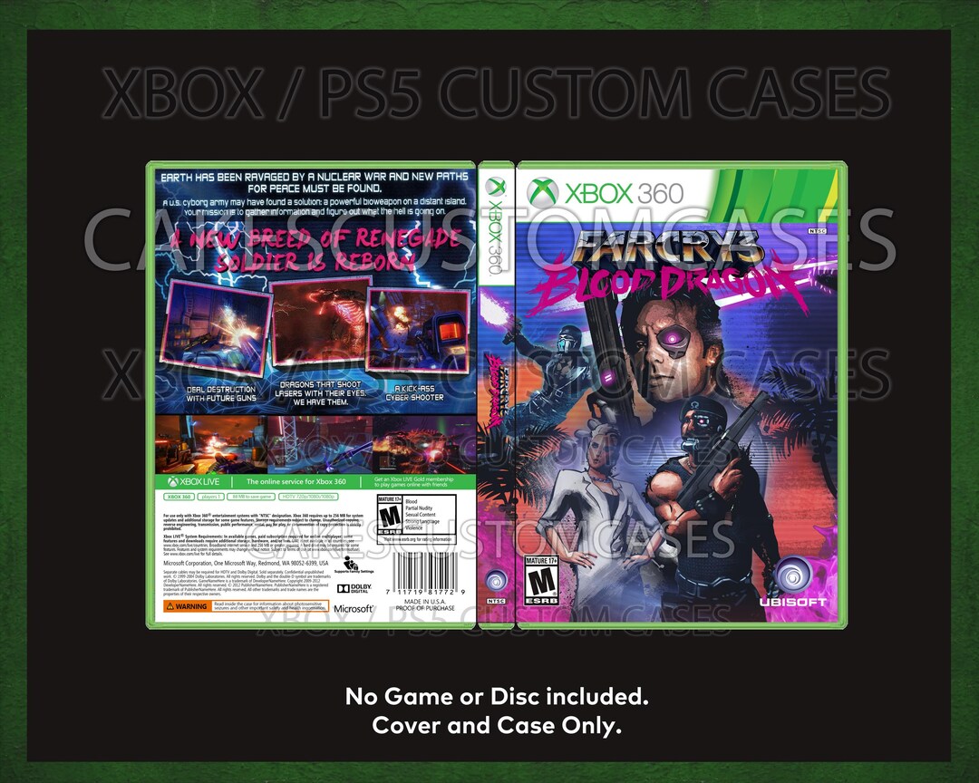 Custom Replacement Case Far Cry Blood Dragon NO DISC Xbox 360
