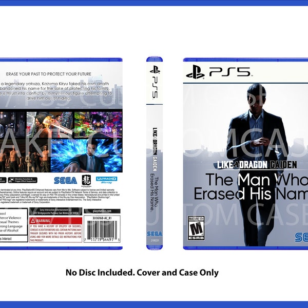 Custom Replacement Case Like a Dragon Gaiden The Man Who Erased His Name NO DISC PS5
