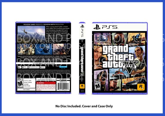 Custom Replacement Case Grand Theft Auto V GTA 5NO DISC PS5