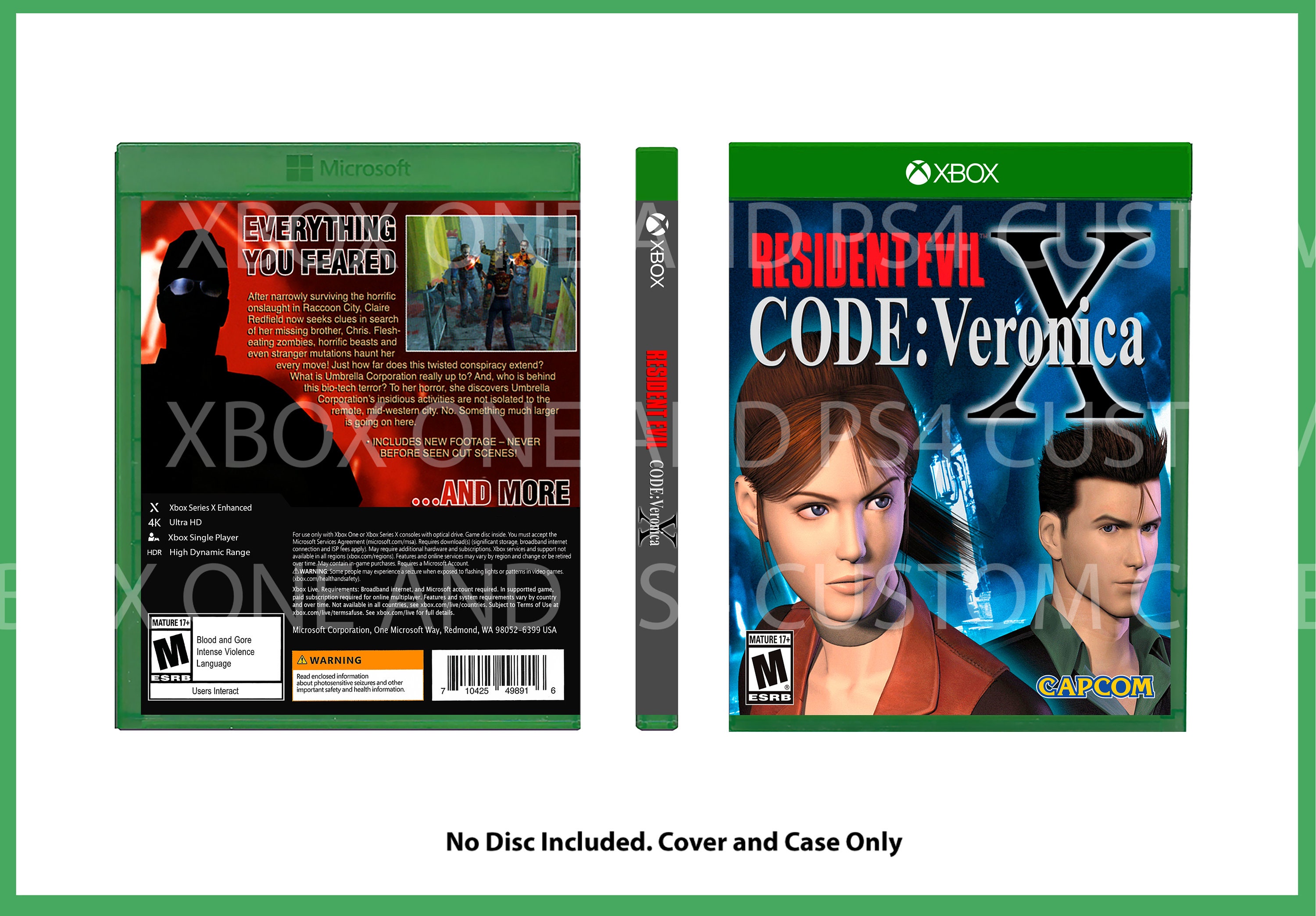 Custom Replacement Case Resident Evil X Code: Veronica NO DISC XBOX 
