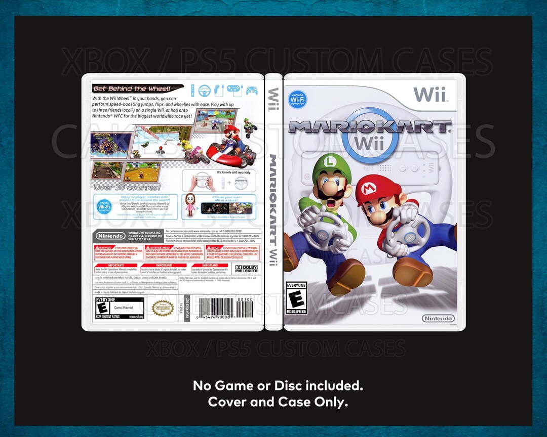 Custom Replacement Case Mario Kart Wii NO DISC Wii Case