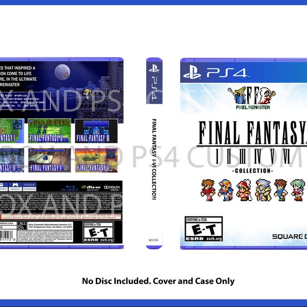 Custom Replacement Case Final Fantasy I-VI Collection Pixel Remaster NO DISC PS4