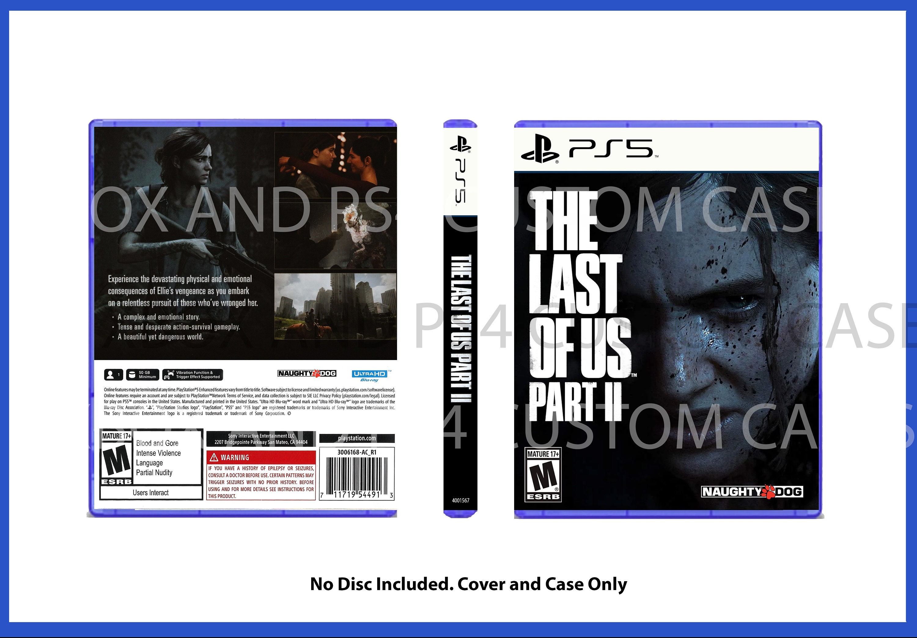 Custom Replacement Case the Last of Us Remake Part 2 NO DISC PS5