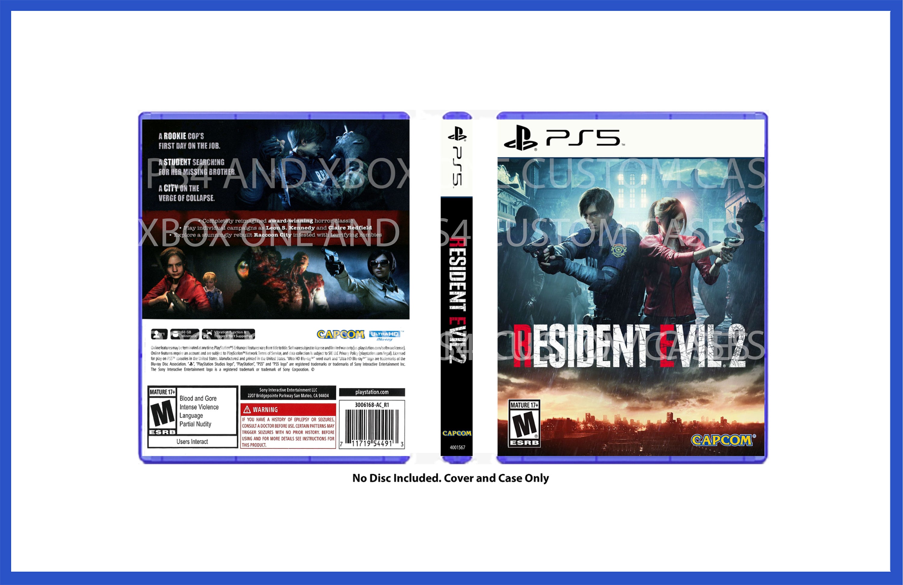 XBOX PS4 Resident Evil HD CUSTOM REPLACEMENT CASE NO DISC SEE DESCRIPTION