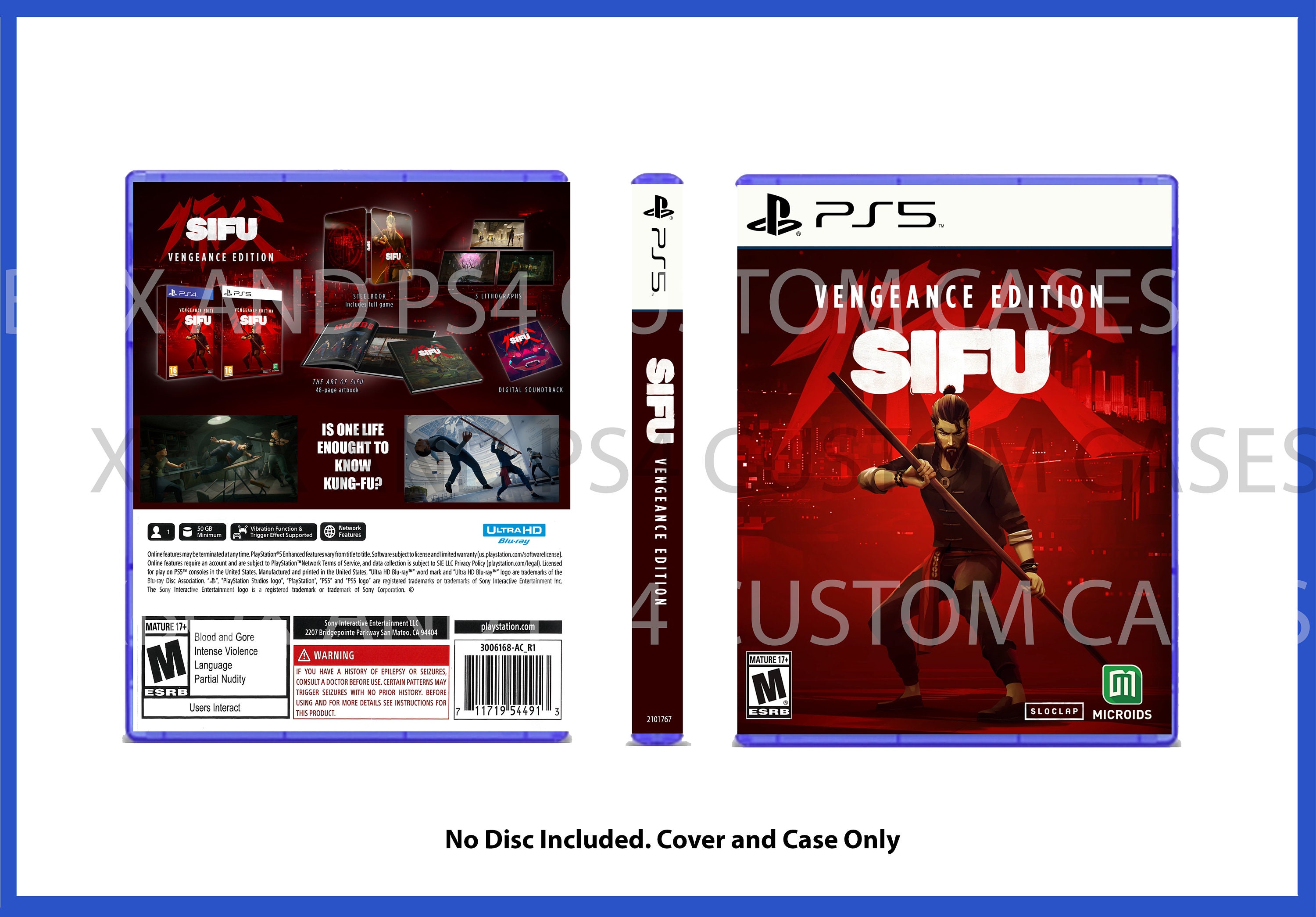 Custom Replacement Case Sifu NO DISC PS5 