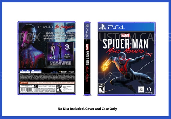 Custom Replacement Case Spiderman Miles Morales NO DISC PS4 