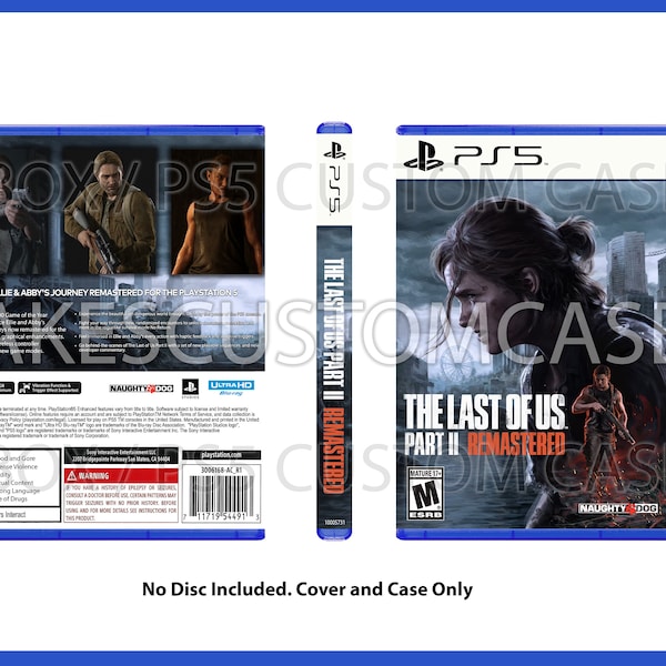 Custom Replacement Case The Last of Us Remake Part 2 Remastered NO DISC PS5