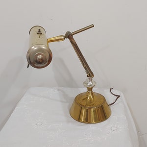 Vintage Bankers Lamp Brass Desk Lamp Adjustable Lamp Piano Lamp Mid Century Lamp
