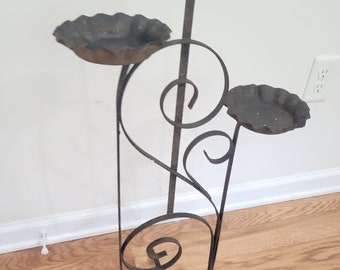 Stunning Chippy Rusty Antique Iron Metal Plant Stand Scroll Design S Scroll French Scroll Architectural Salvage Succulent plant stand